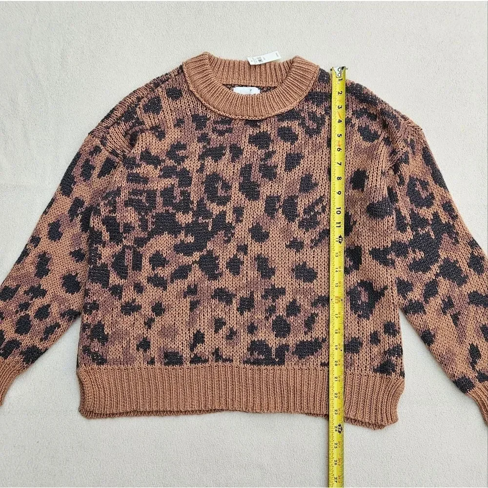 Aerie Animal Print Oversized Long Sleeve Crew Neck Sweater Size XS